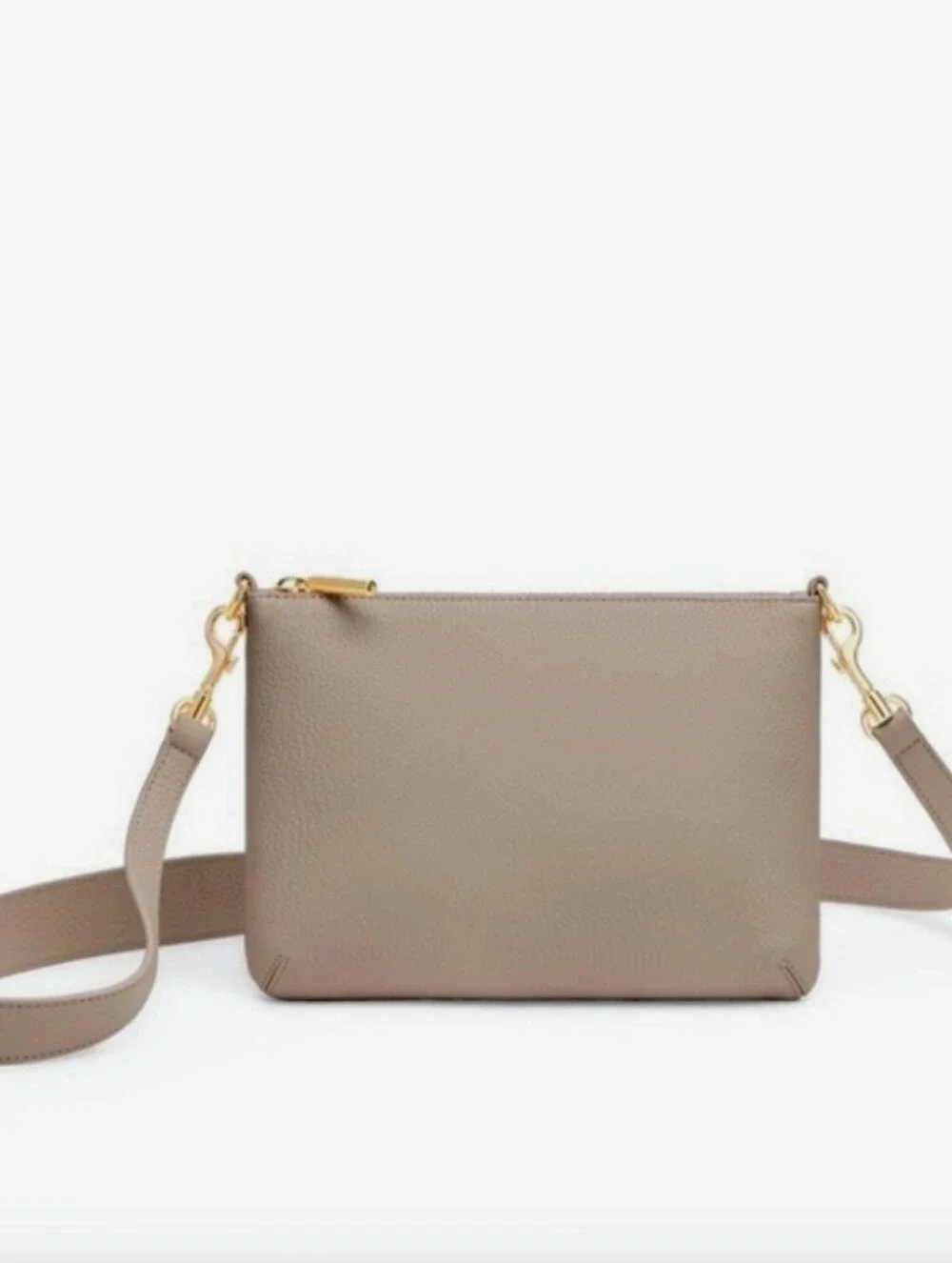 Cuyana Pebbled Leather Curved Crossbody Bag In Stone Beige - Picture 3 of 15